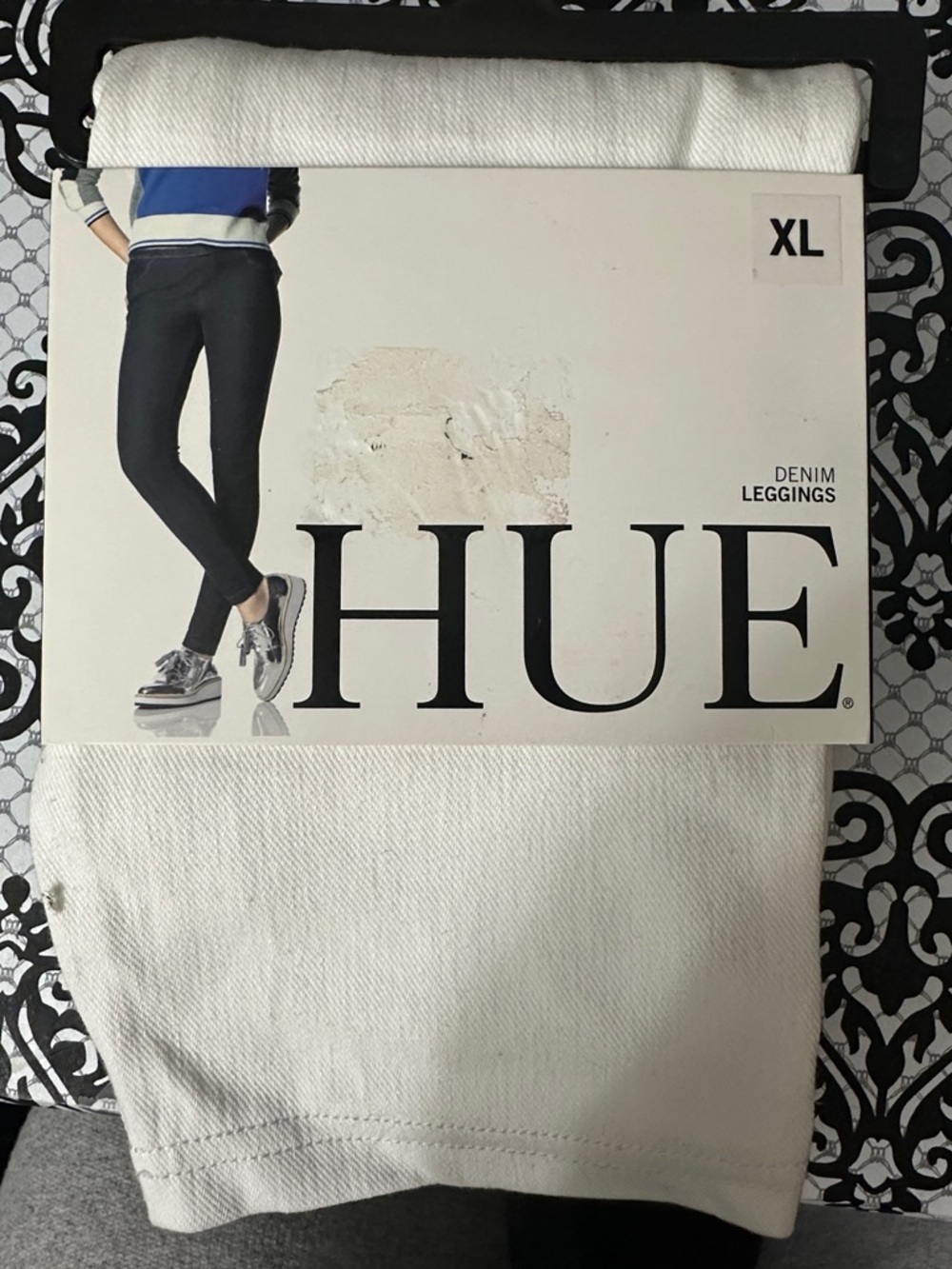 HUE White Denim Leggings